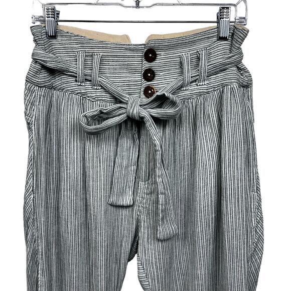 Free People Rumors pants white gray striped yarn died size 0 high waist harem - Picture 7 of 16